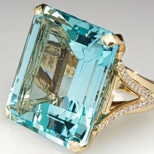 Neiman Marcus 18k Gold Finish & Aquamarine Ring
